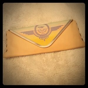 Permanent Baggage | Green + Tan Leather Clutch